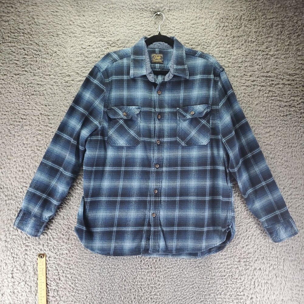 Jachs Shirt Mens XXL Blue Heritage Flannel Button-Up Plaid Long Sleeve Casual